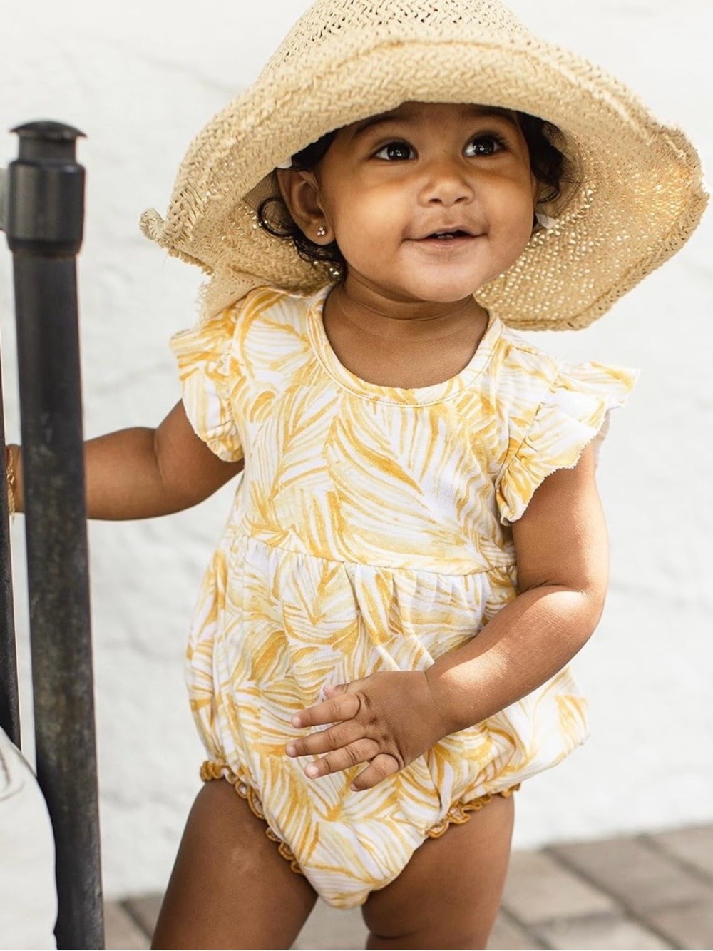Burt's Bees Baby Yellow Leaf Print Romper